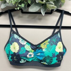 L.L. Bean Convertible Floral Bikini Swim Top UPF 50+ Misses Size 10